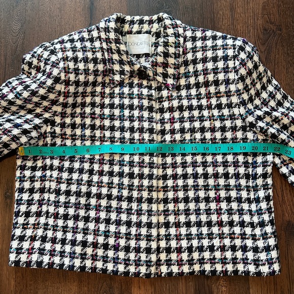 Doncaster Tweed Houndstooth Cropped Jacket Blazer Black White Size 14 - Picture 6 of 10